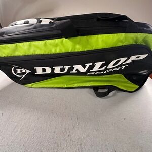 Dunlop Tennis Racquet Bag Green Thermal Lining Backpack Straps Holds 12 Like NEW